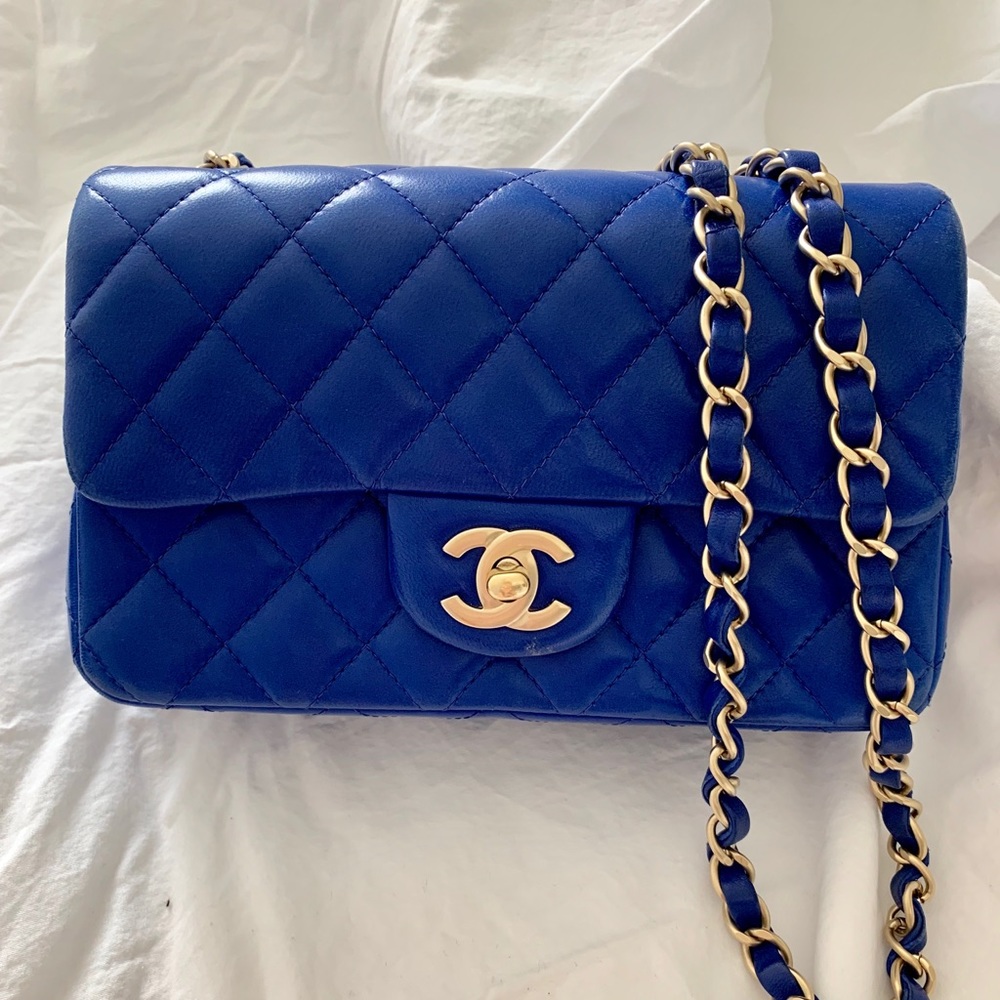 CHANEL Lambskin Mini Matelasse Blue bag